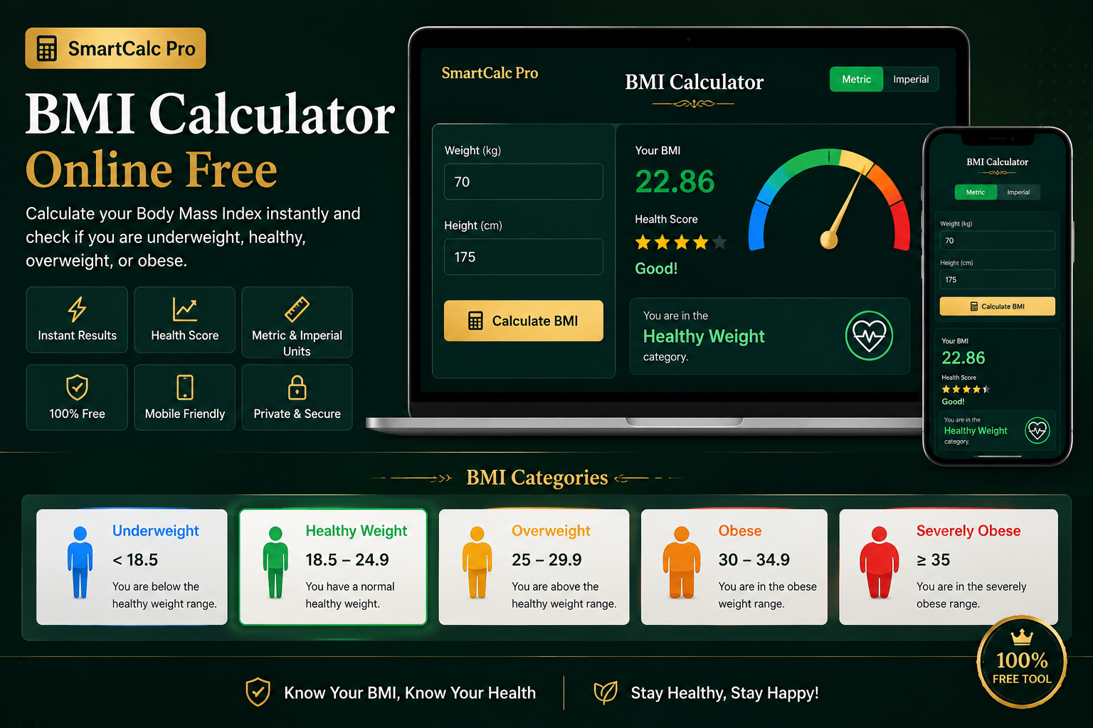 BMI Calculator Online Free – Check Your Body Mass Index Instantly